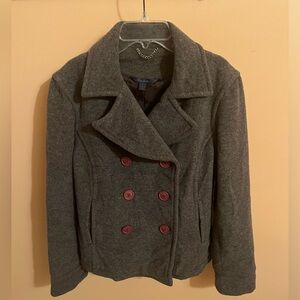 Boden Wool Double Breasted Peacoat in Gray